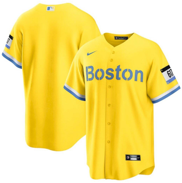 Men's Boston Red Sox Blank Gold MLB 2021 City Connect Stitched Jersey